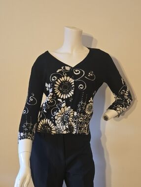 Ice Black and White Knit Petite Top